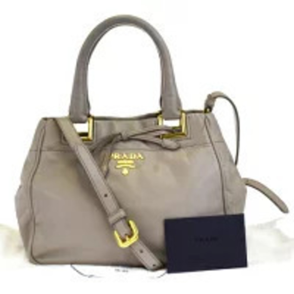 Prada Handbag Shoulder Bag Gray Leather
